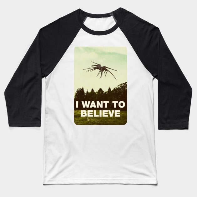 I Want to Belive - UFO - White - Sci-Fi Baseball T-Shirt by Fenay-Designs